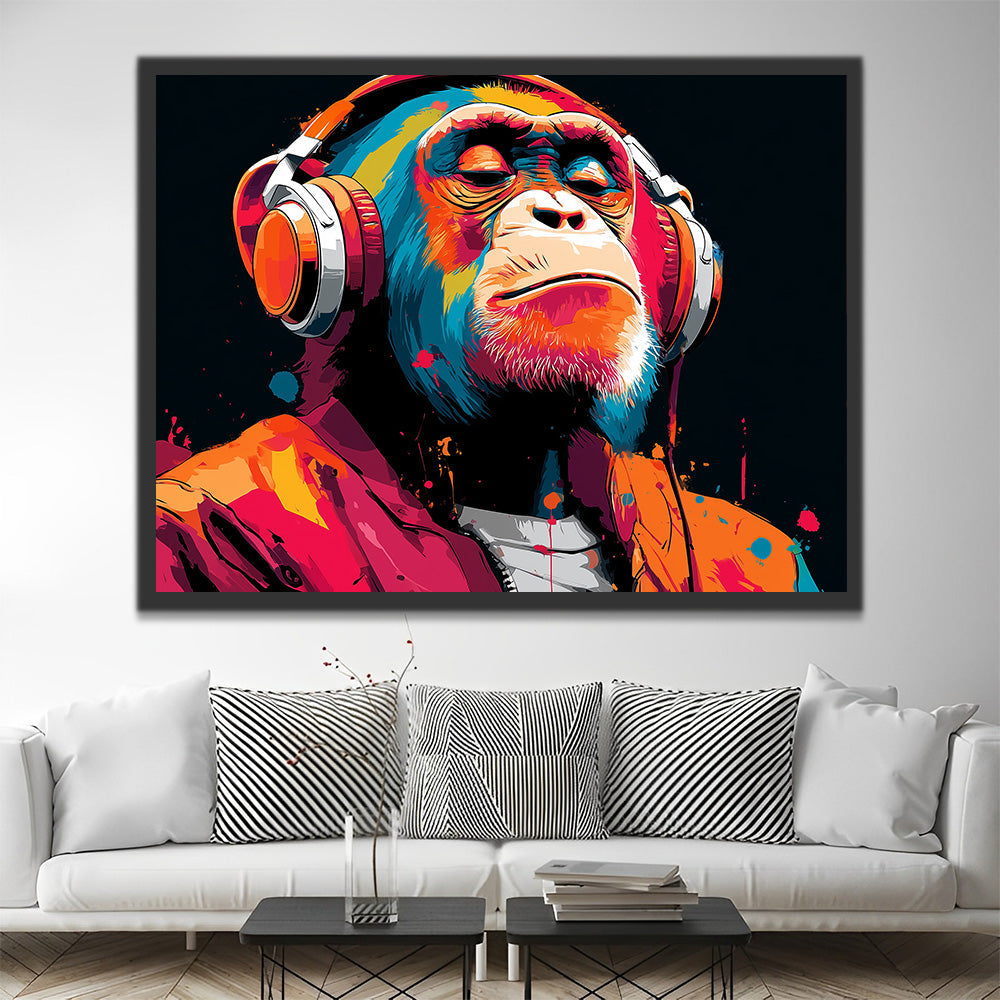 Gentleman-Orang-utan vertieft in Musik Malen nach Zahlen