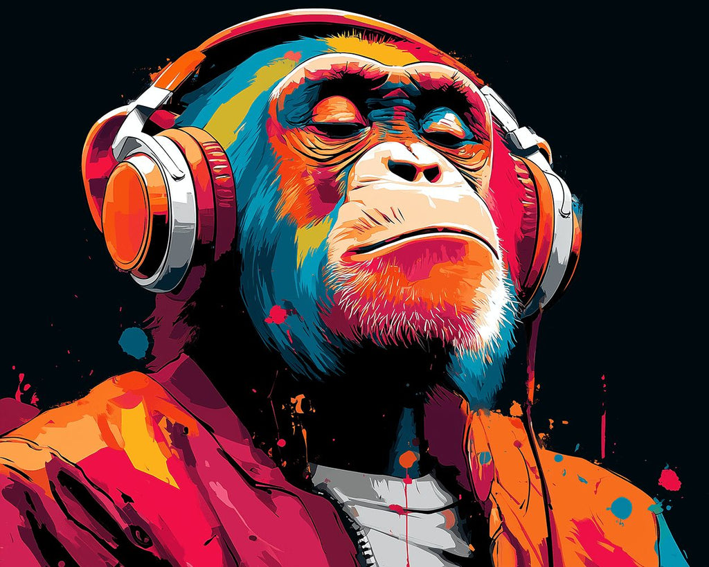 Gentleman-Orang-utan vertieft in Musik Malen nach Zahlen