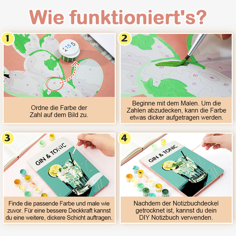 Gin Tonic Notizbuch Malen nach Zahlen