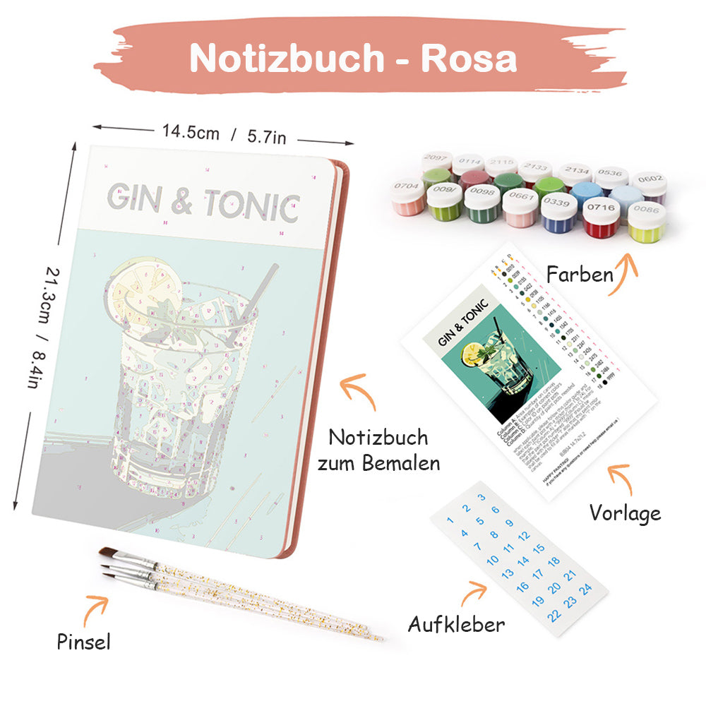 Gin Tonic Notizbuch Malen nach Zahlen