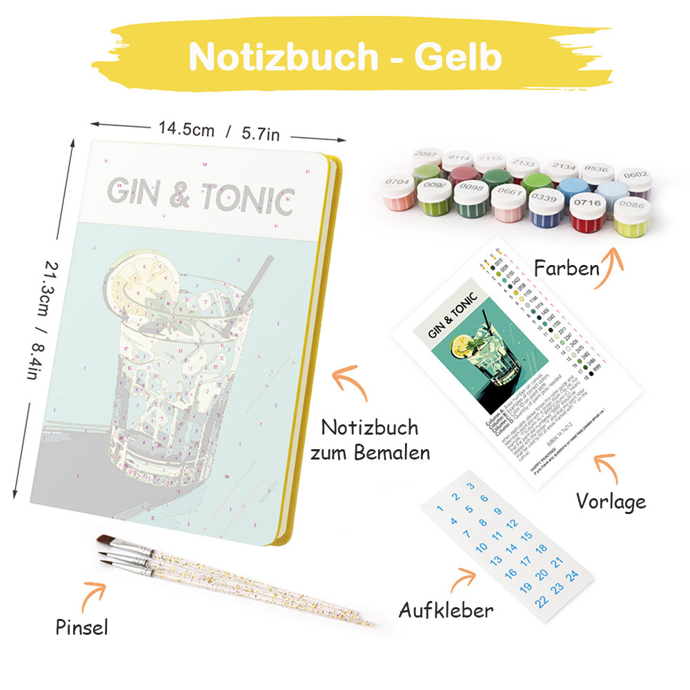 Gin Tonic Notizbuch Malen nach Zahlen