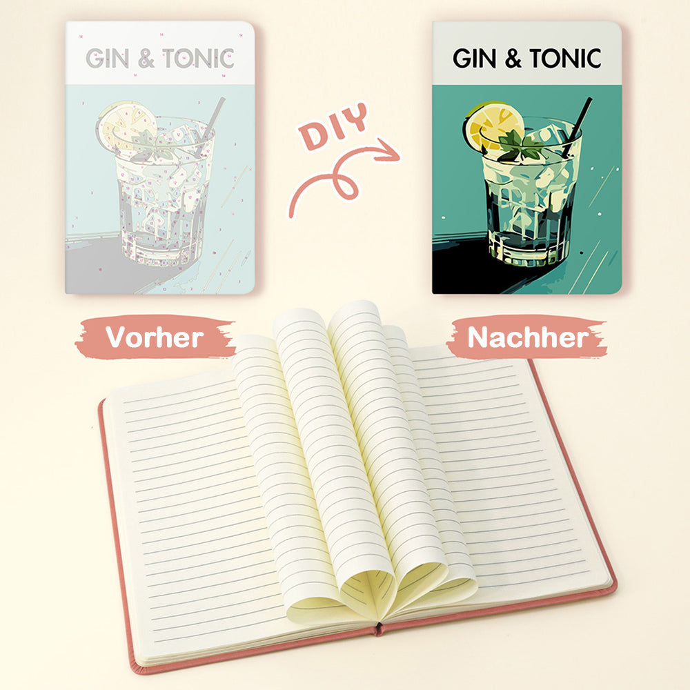 Gin Tonic Notizbuch Malen nach Zahlen