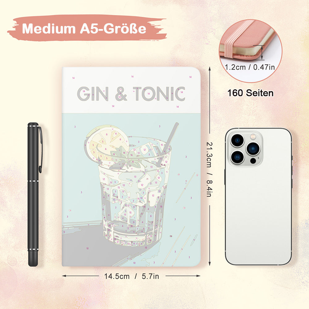 Gin Tonic Notizbuch Malen nach Zahlen