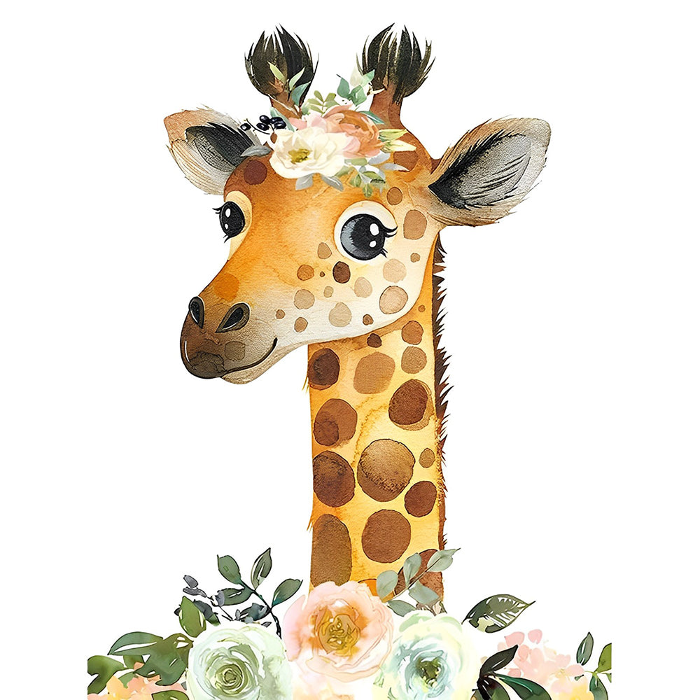 Giraffe mit Blumen Malen nach Zahlen