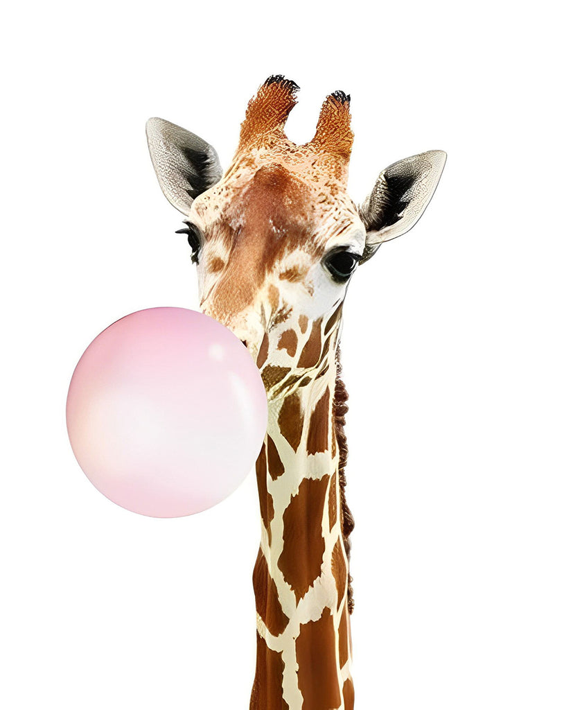 Giraffe mit rosa Ballon Malen nach Zahlen