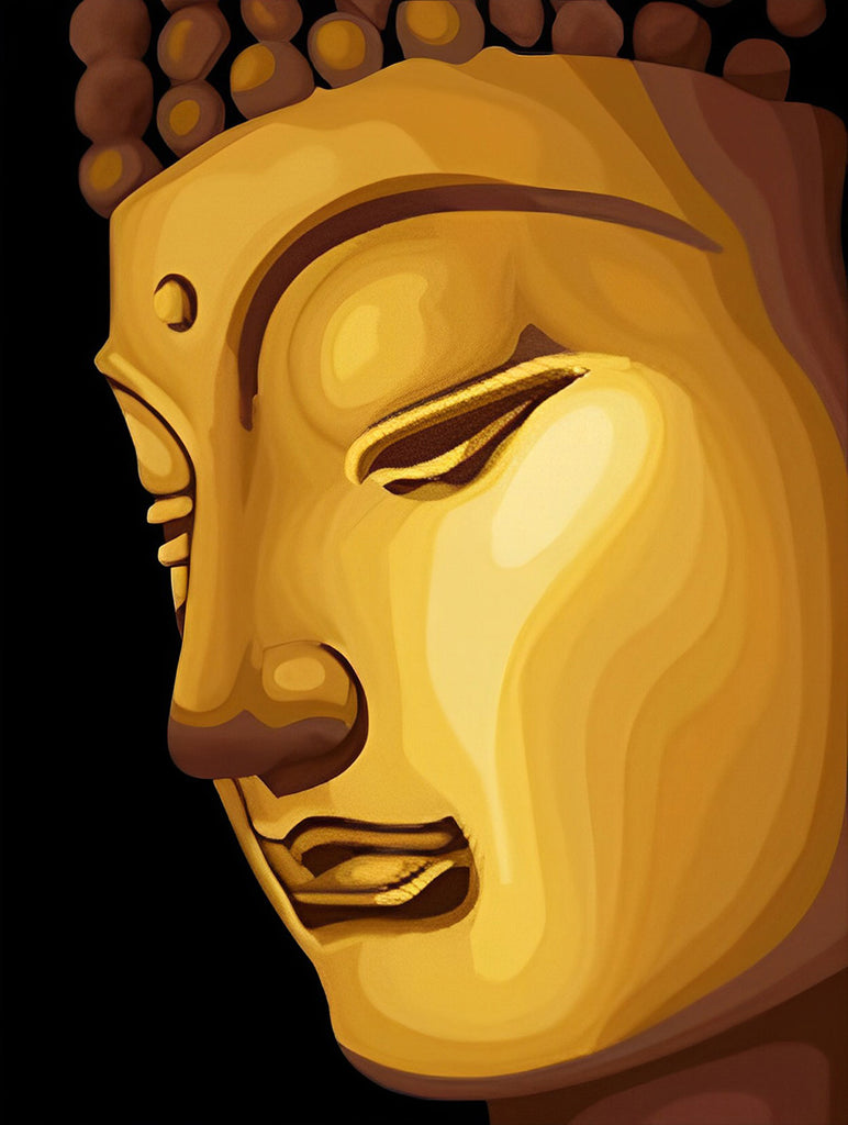 Goldene Buddha-Statue im Dunkeln Malen nach Zahlen