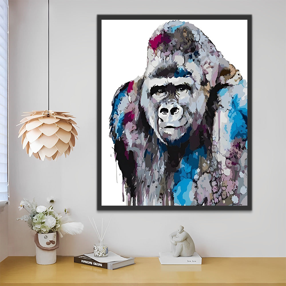 Gorilla im Aquarellstil Malen nach Zahlen