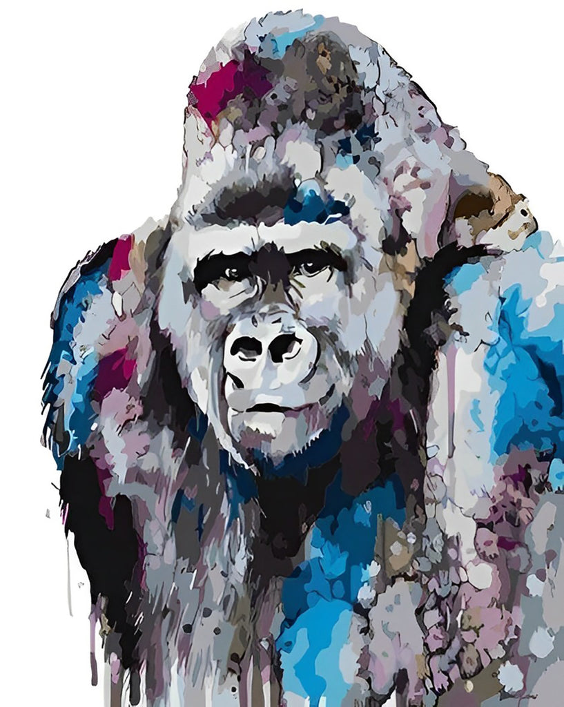 Gorilla im Aquarellstil Malen nach Zahlen