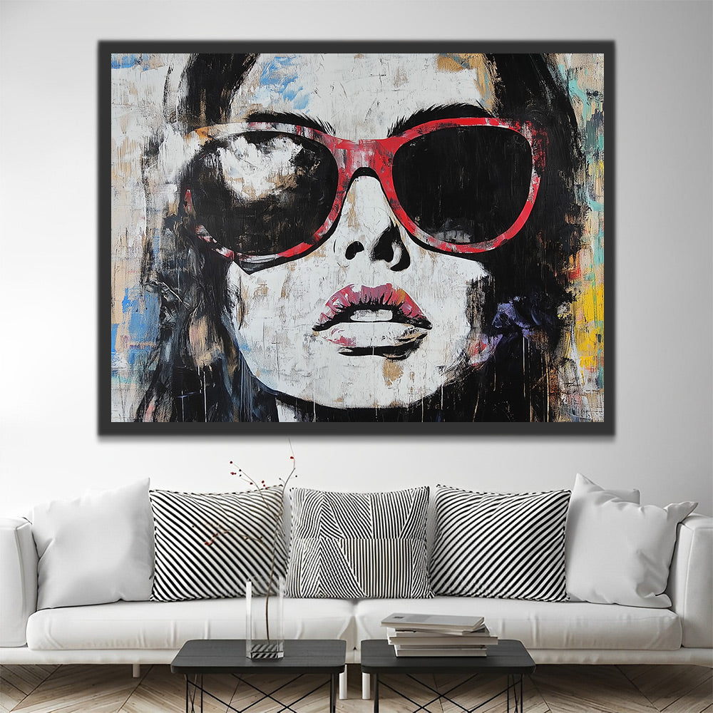 Graffiti Coole Frau mit Sonnenbrille Malen nach Zahlen