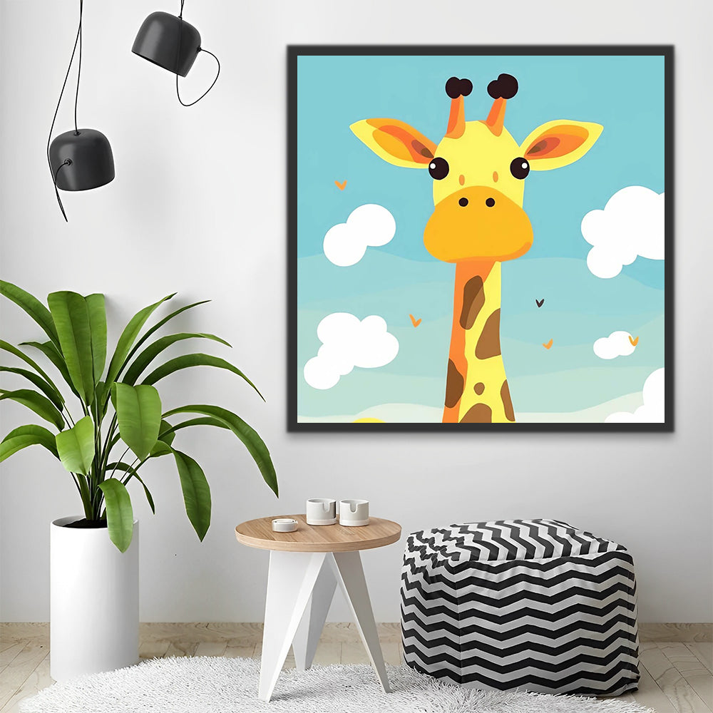 Große Giraffe und blauer Himmel Malen nach Zahlen für Kinder