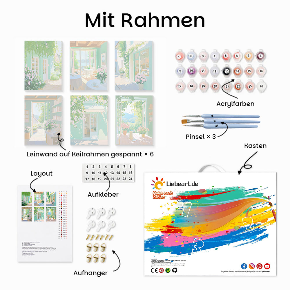 Grüne Innenraumpflanzen 6 Stück Mini Malen nach Zahlen