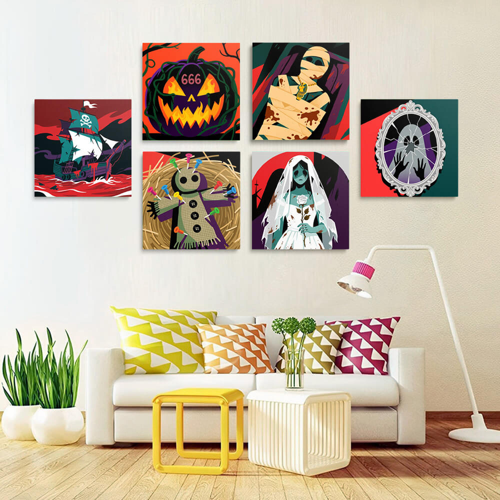 Gruseliges Halloween 6 Stück Mini Malen nach Zahlen