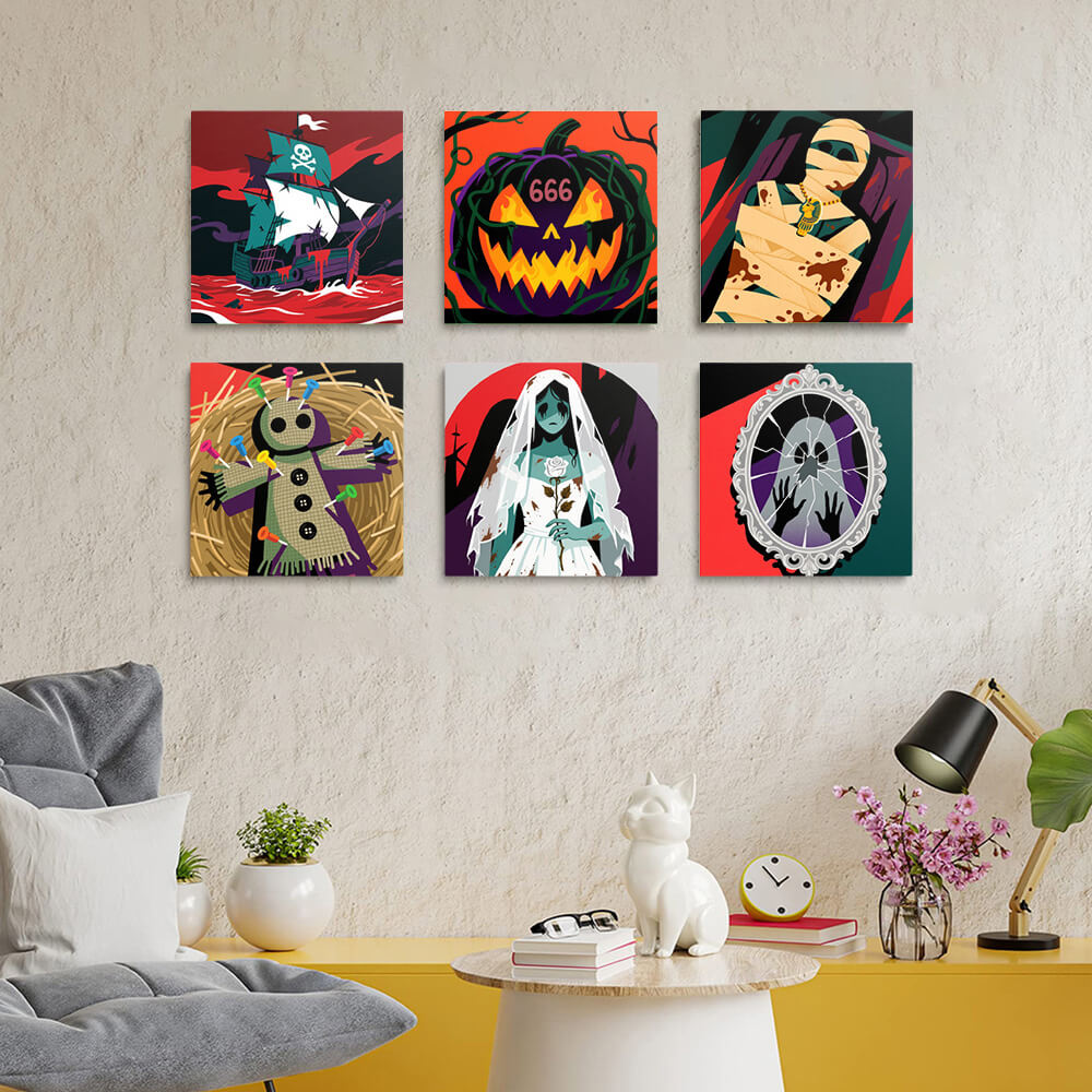 Gruseliges Halloween 6 Stück Mini Malen nach Zahlen