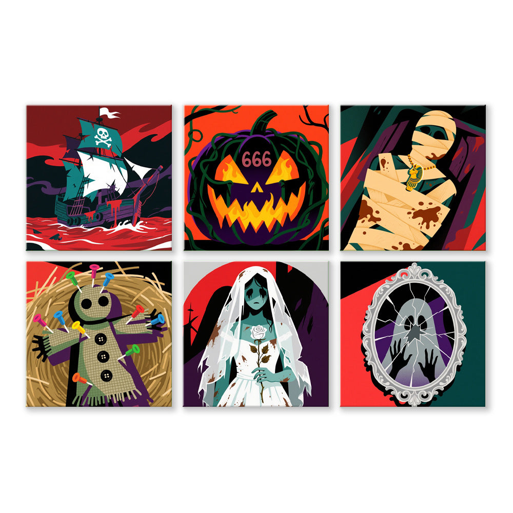 Gruseliges Halloween 6 Stück Mini Malen nach Zahlen