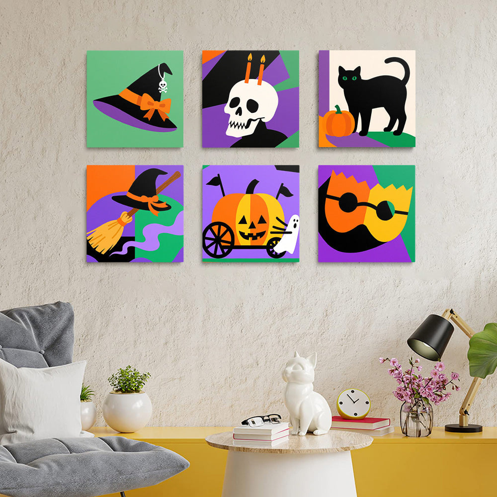 Halloween Cartoon Dekorationen 6 Stück Mini Malen nach Zahlen