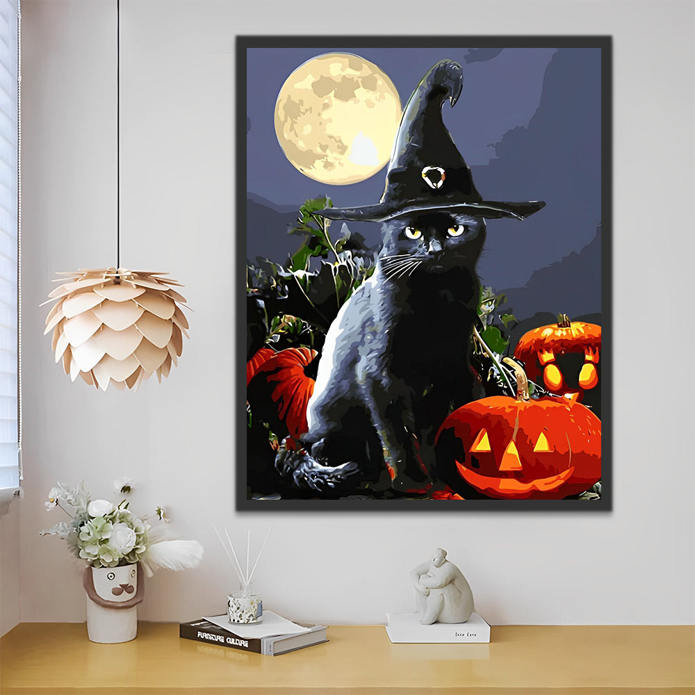 Halloween Schwarze Katze Malen nach Zahlen