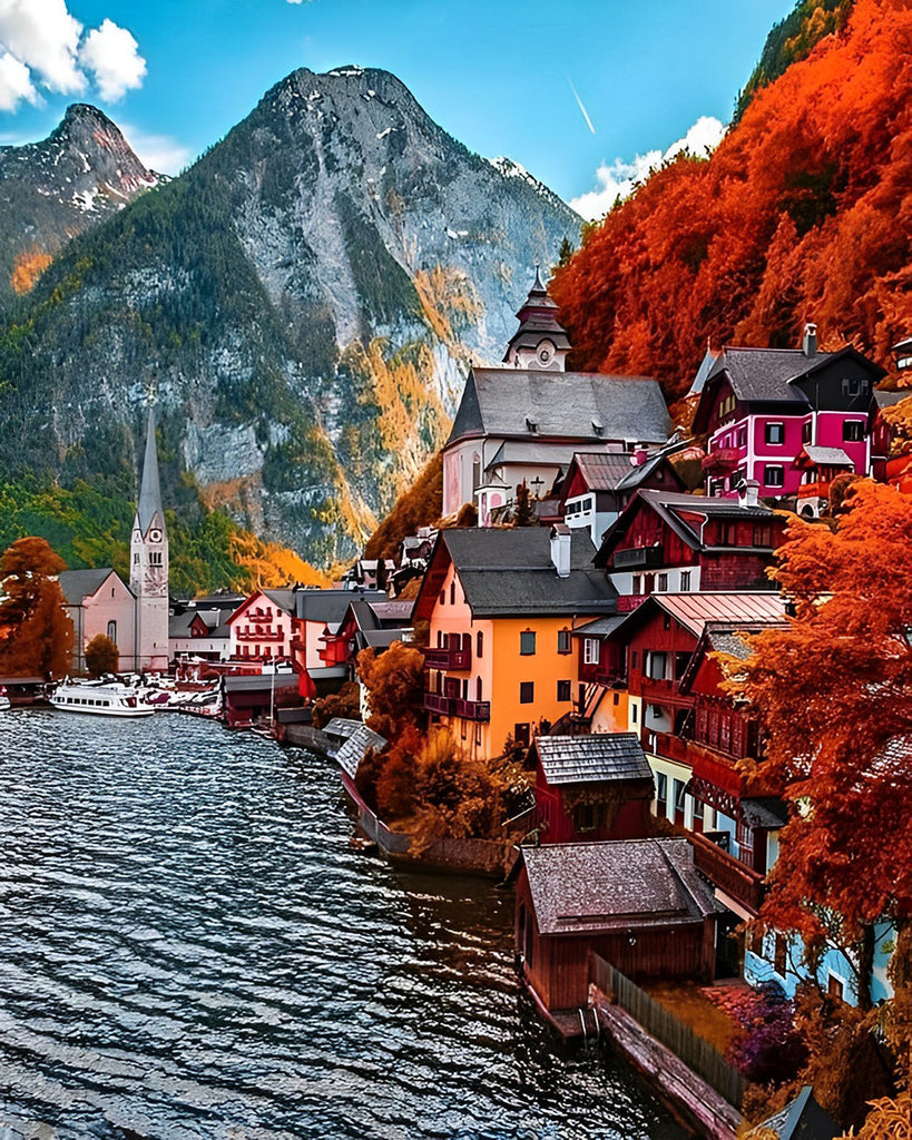 Hallstatt-See in Österreich Malen nach Zahlen