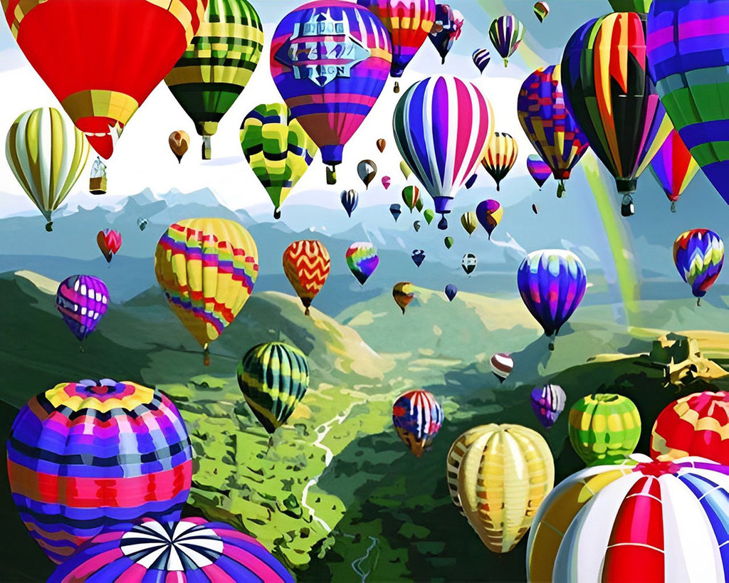 Heißluftballons am Himmel Malen nach Zahlen