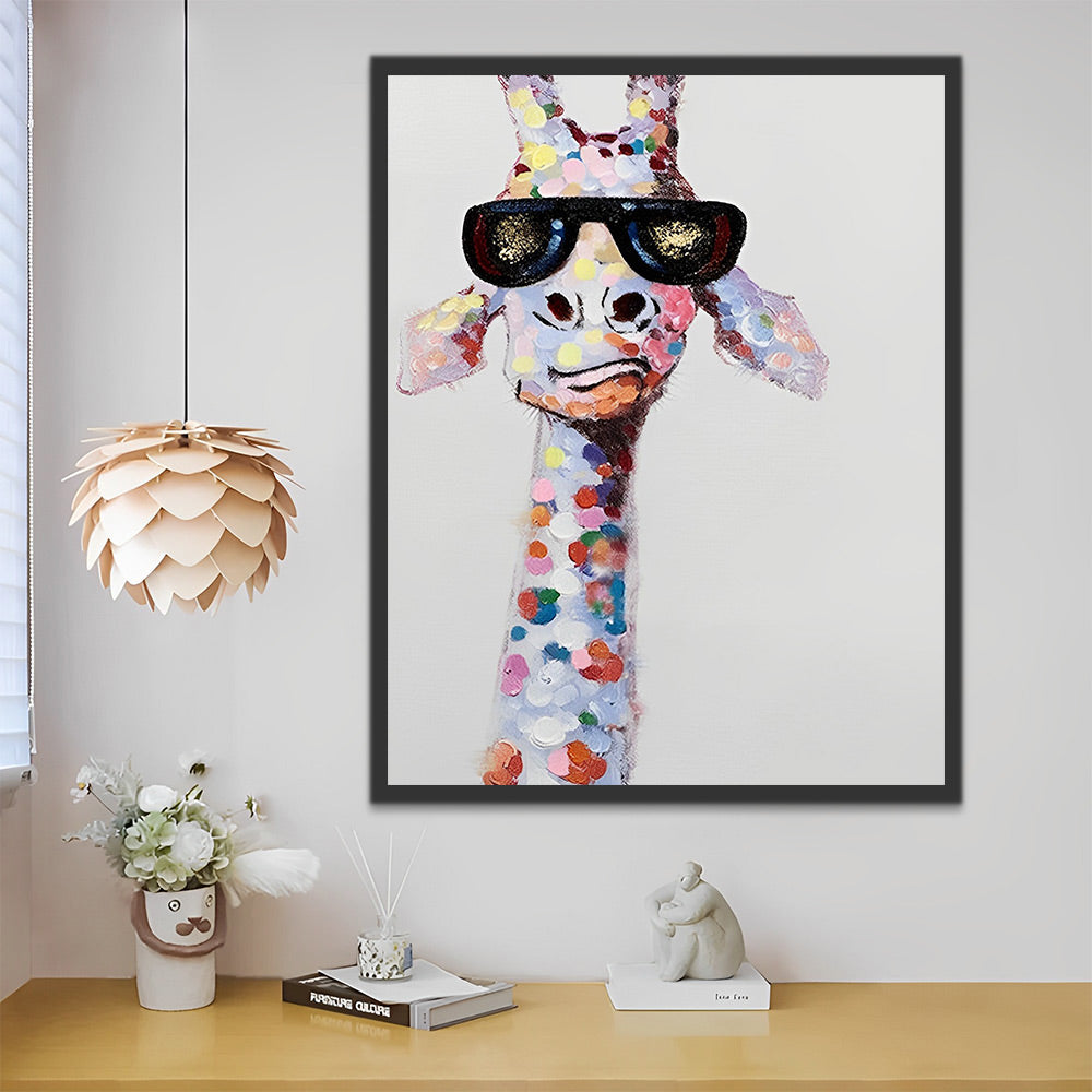 Herr Giraffe mit Sonnenbrille Malen nach Zahlen