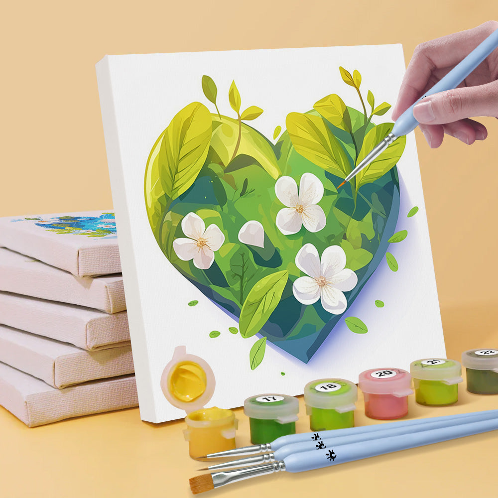 Herzform Frische Blumen 6 Stück Mini Malen nach Zahlen