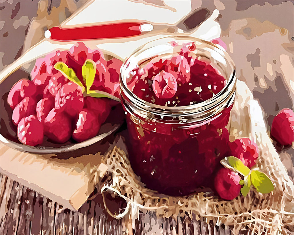 Himbeeren und Marmelade Malen nach Zahlen