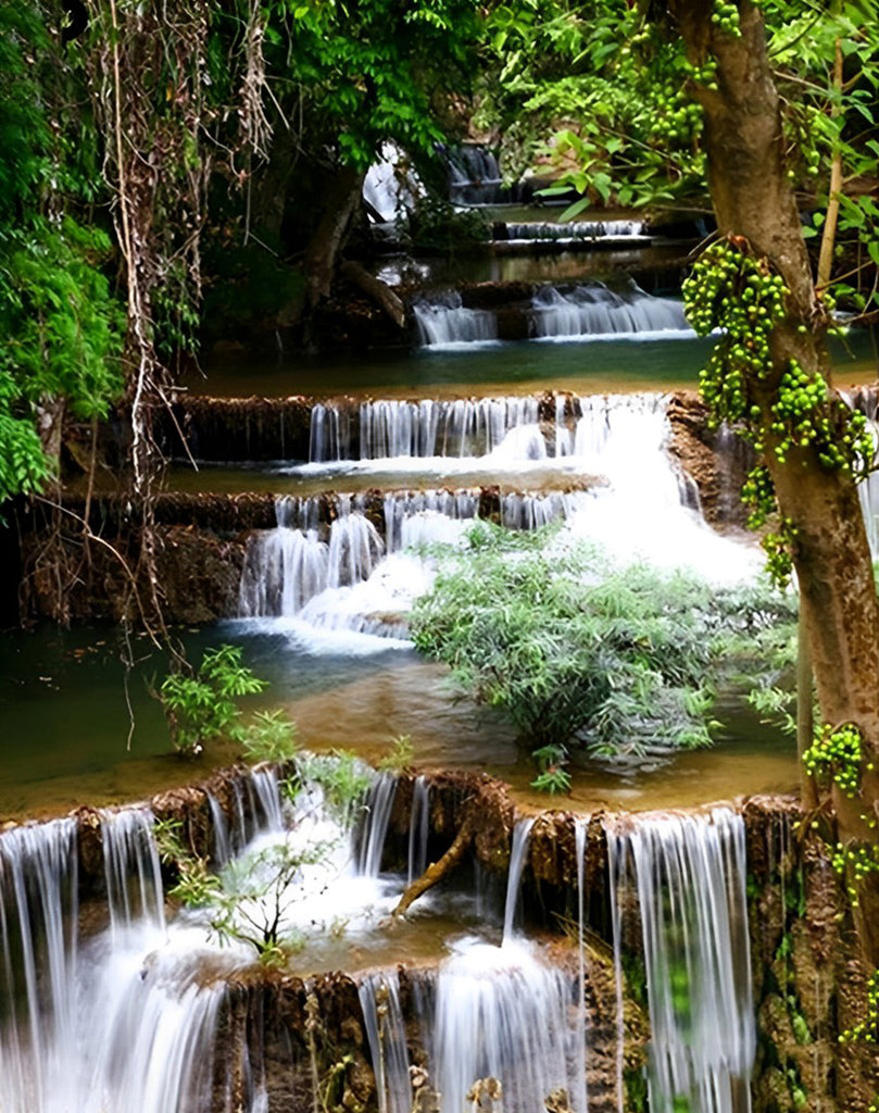 Huay Mae Khamin Wasserfall in Thailand Malen nach Zahlen