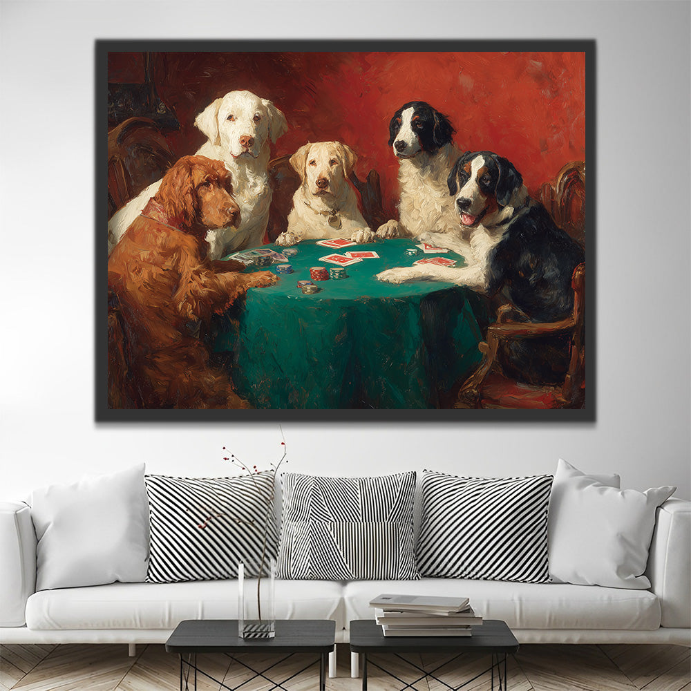 Hunde beim Pokern und Glücksspiel Malen nach Zahlen