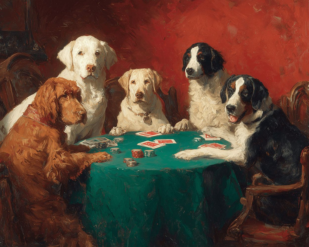 Hunde beim Pokern und Glücksspiel Malen nach Zahlen