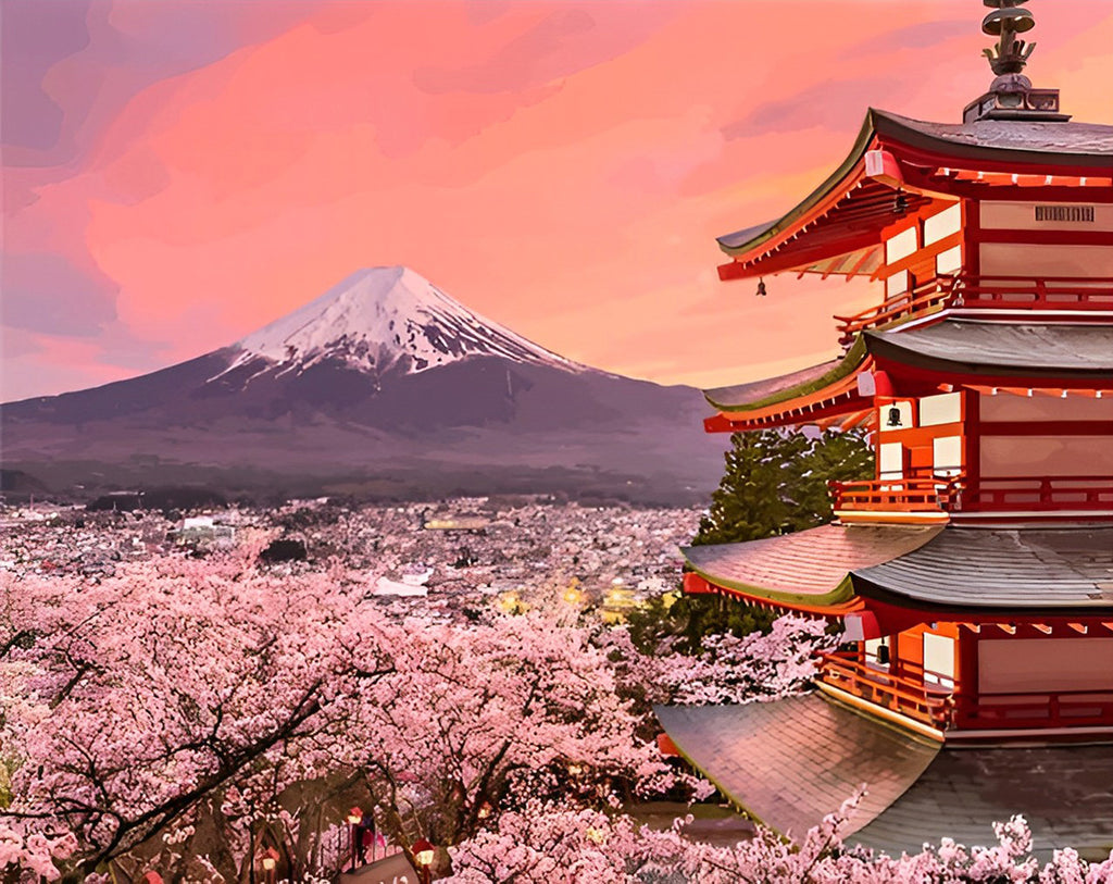 Japanische Landschaft Malen nach Zahlen