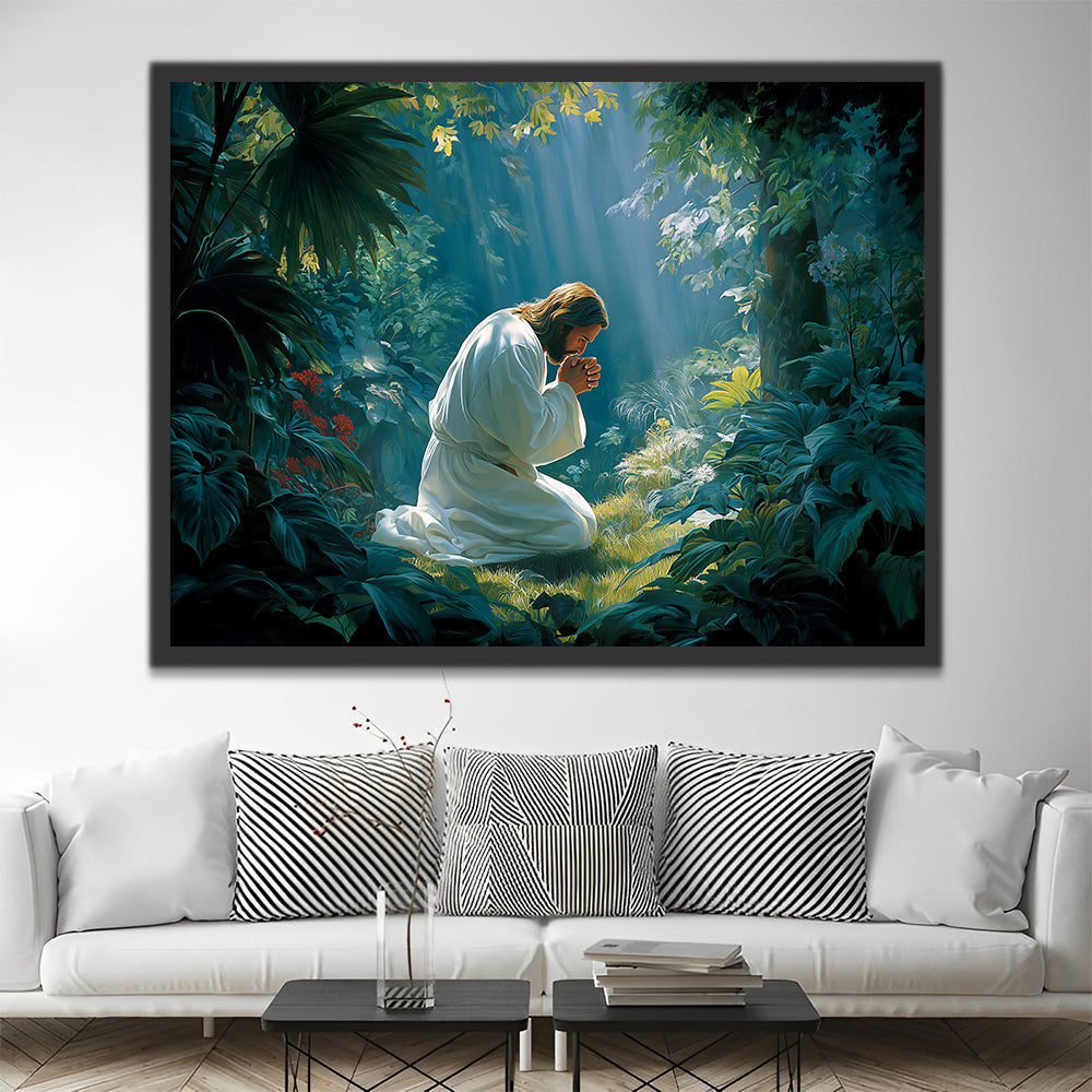 Jesus betet im Wald Malen nach Zahlen