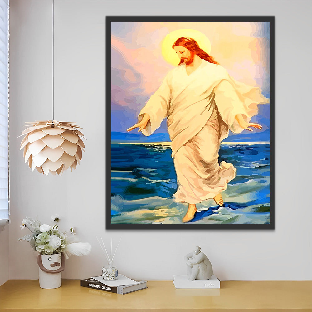 Jesus Christus auf dem Wasser Malen nach Zahlen