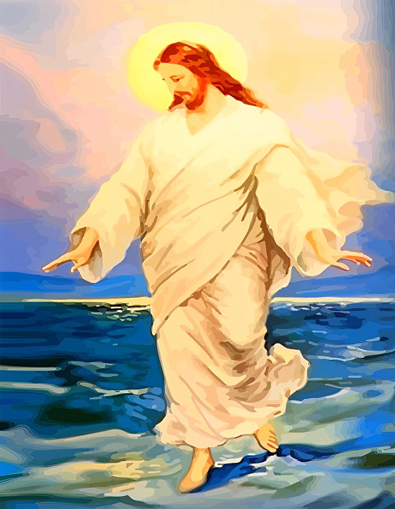 Jesus Christus auf dem Wasser Malen nach Zahlen