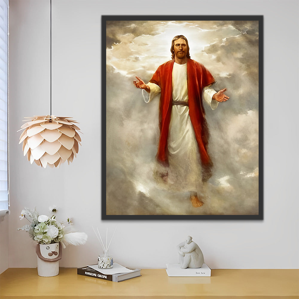 Jesus Christus auf den Wolken Malen nach Zahlen