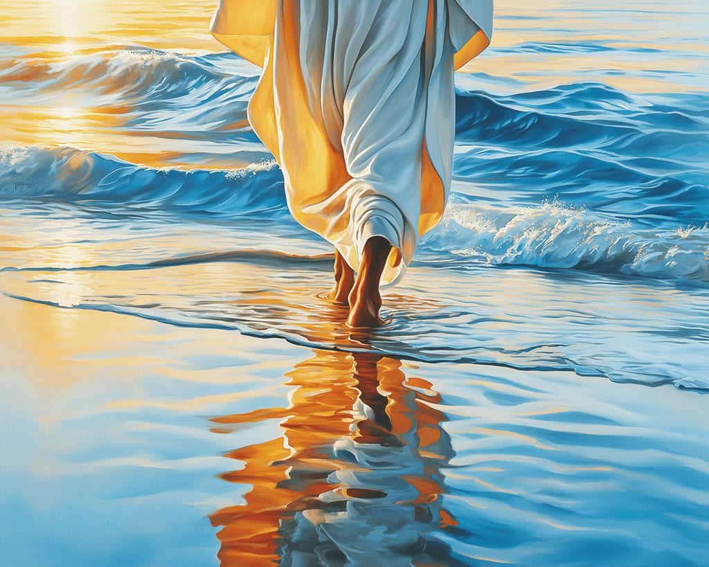 Jesus geht auf dem Wasser Malen nach Zahlen