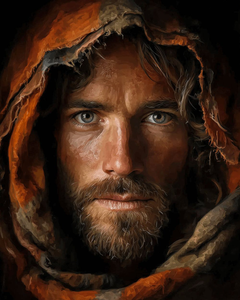 Jesus mit festem Blick Malen nach Zahlen