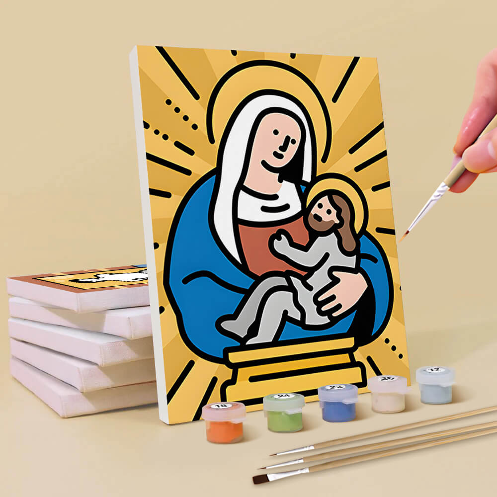 Jesus und die Jungfrau 6 Stück Mini Malen nach Zahlen