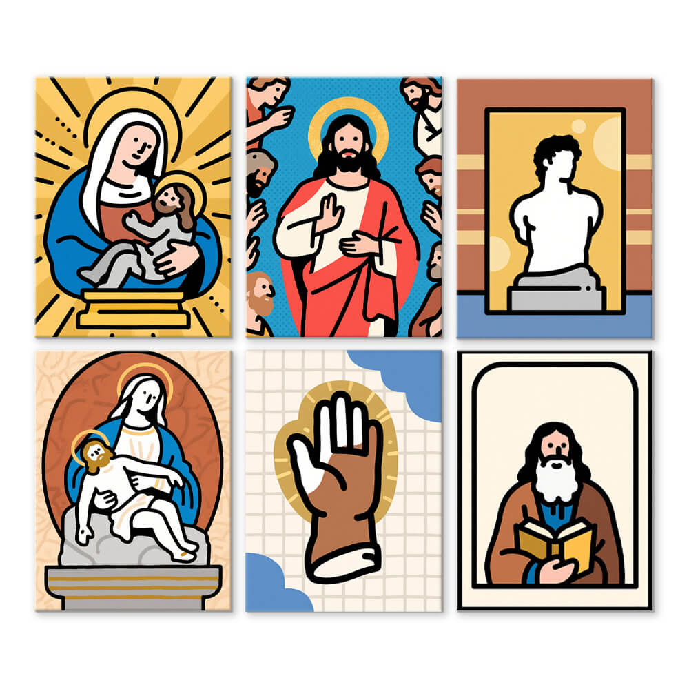Jesus und die Jungfrau 6 Stück Mini Malen nach Zahlen