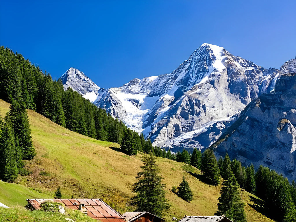 Jungfrau (Berg) in der Schweiz Malen nach Zahlen