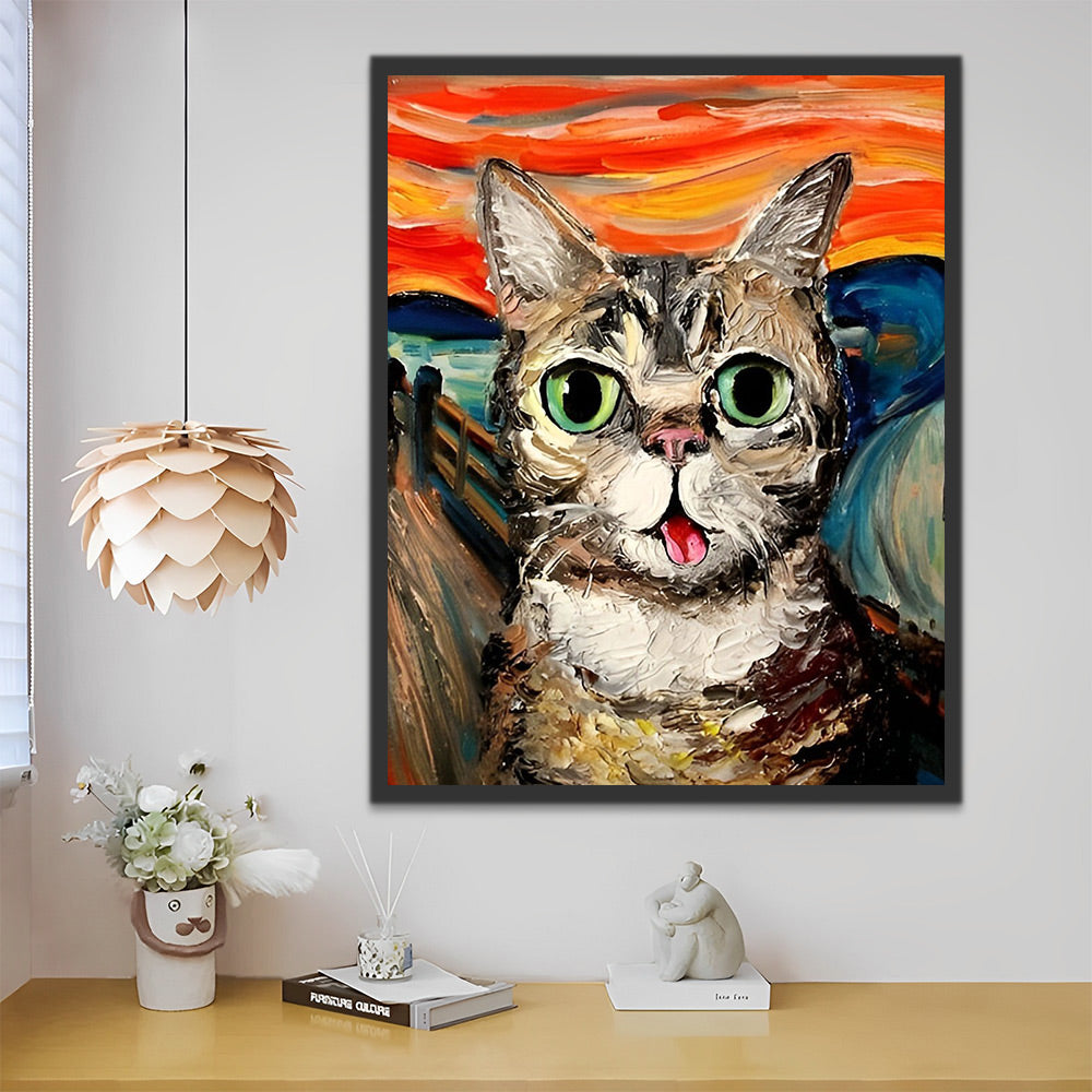 Katze in abstrakter Kunst Malen nach Zahlen