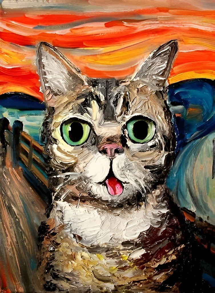 Katze in abstrakter Kunst Malen nach Zahlen