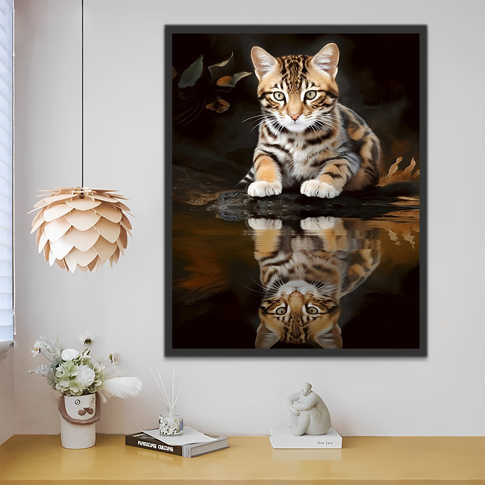 Katze und Spiegelbild Malen nach Zahlen