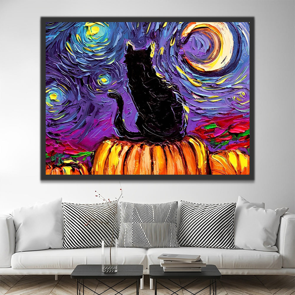 Katze Van Gogh Sternenhimmel Malen nach Zahlen