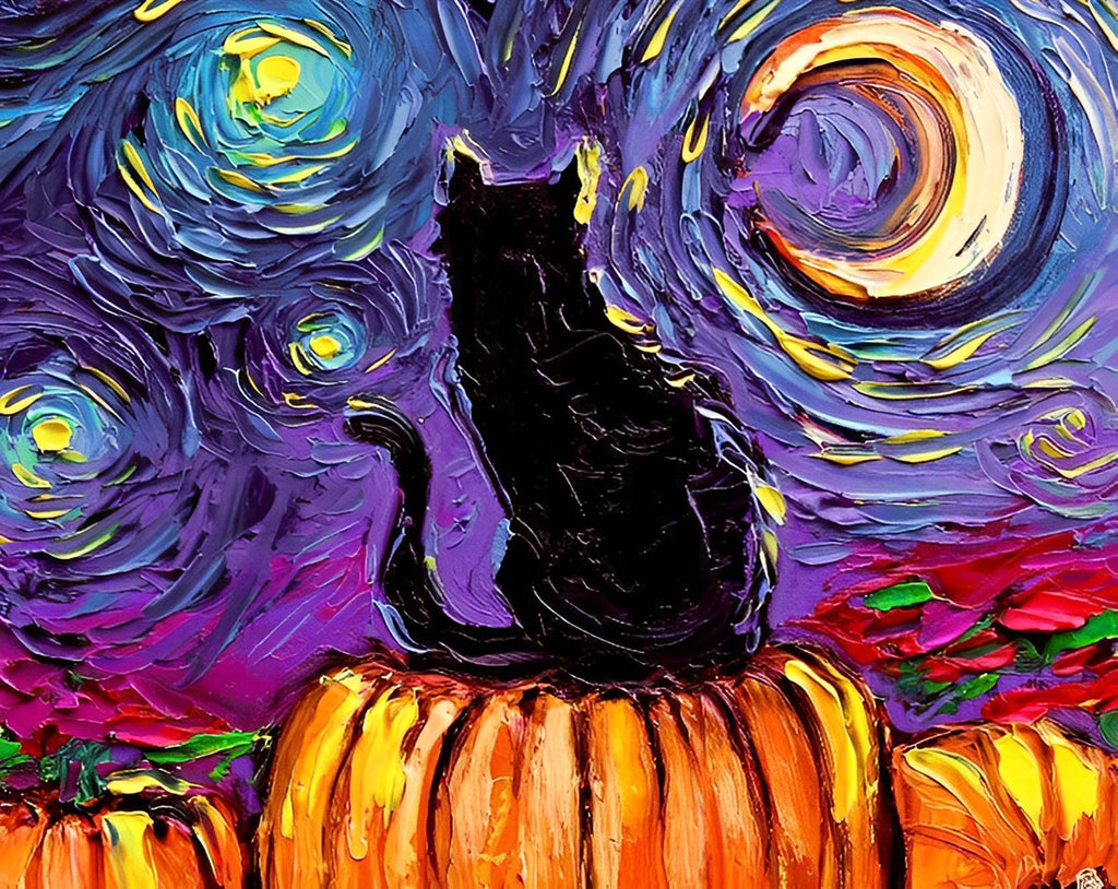 Katze Van Gogh Sternenhimmel Malen nach Zahlen