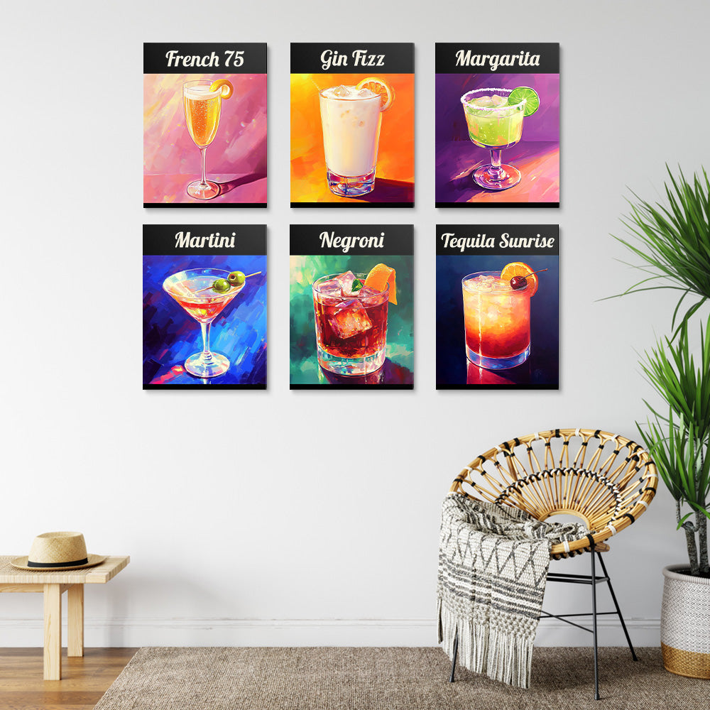 Klassischer Cocktail 6 Stück Mini Malen nach Zahlen
