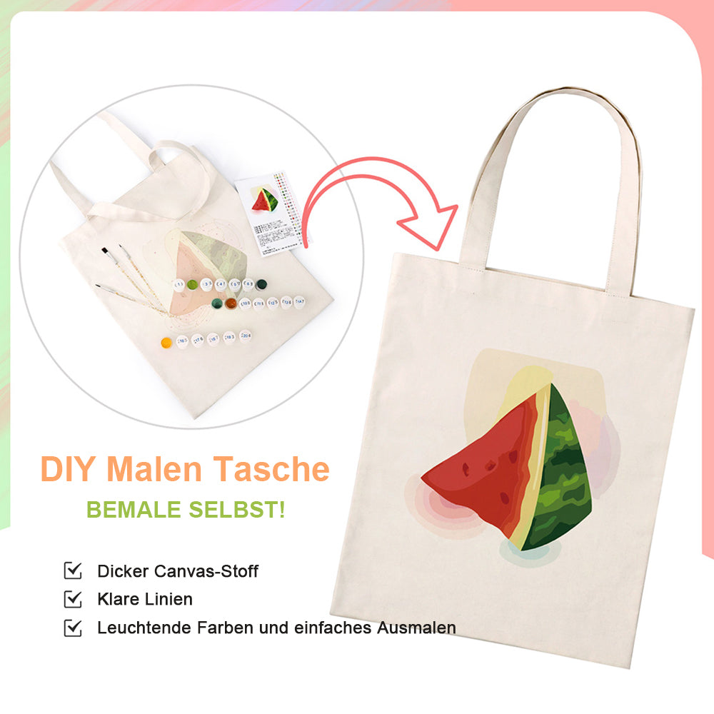Köstliche Wassermelone Leinwand Tragetasche Malen nach Zahlen