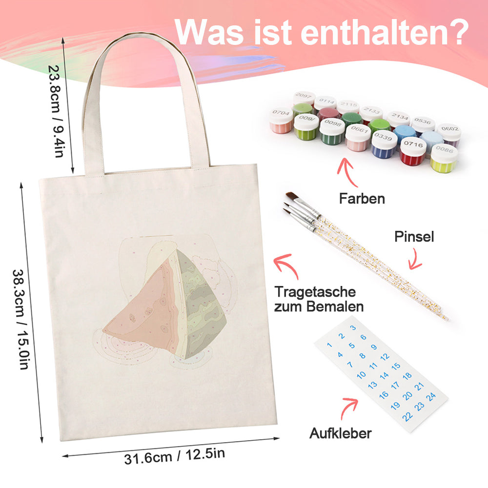 Köstliche Wassermelone Leinwand Tragetasche Malen nach Zahlen