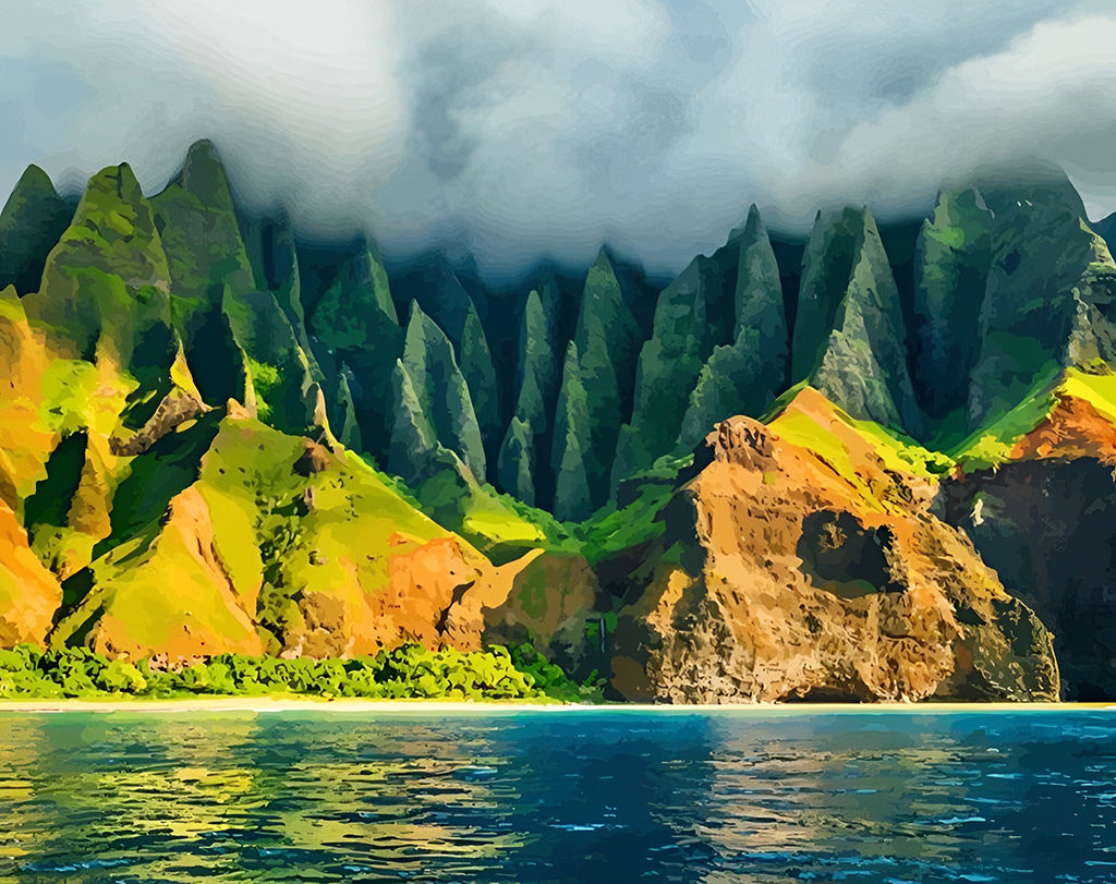 Landschaft auf der Insel Kauai, Hawaii Malen nach Zahlen