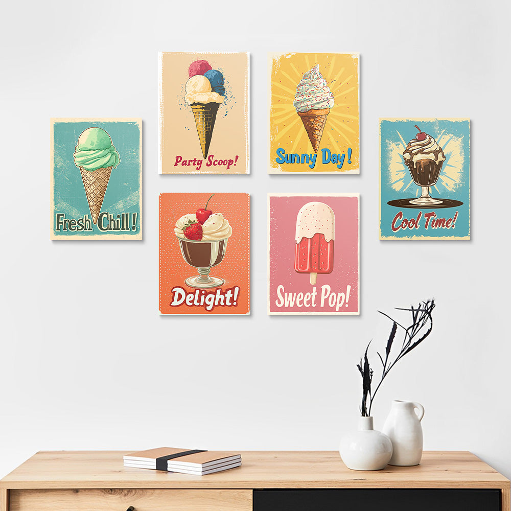 Leckere Eis 6 Stück Mini Malen nach Zahlen