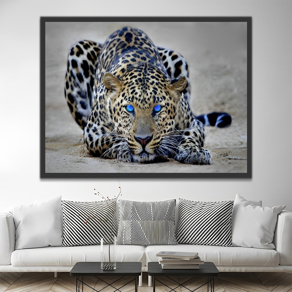 Leopard mit blauen Augen Malen nach Zahlen