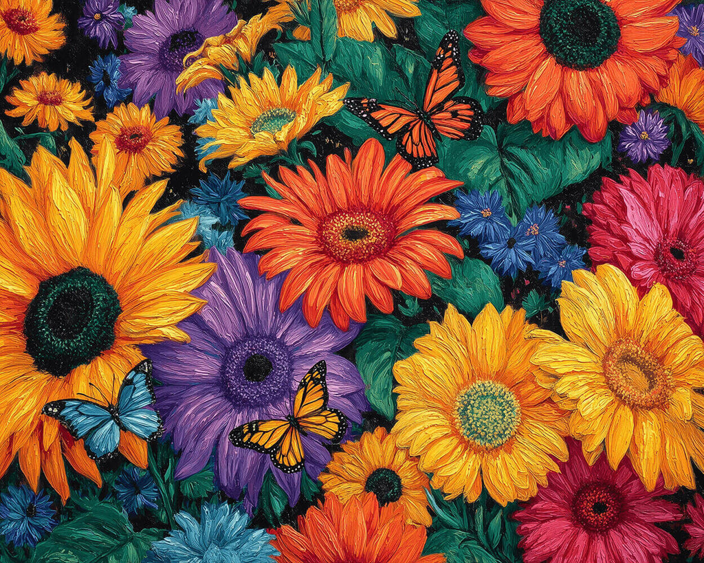 Leuchtende und farbenfrohe Chrysanthemen Malen nach Zahlen